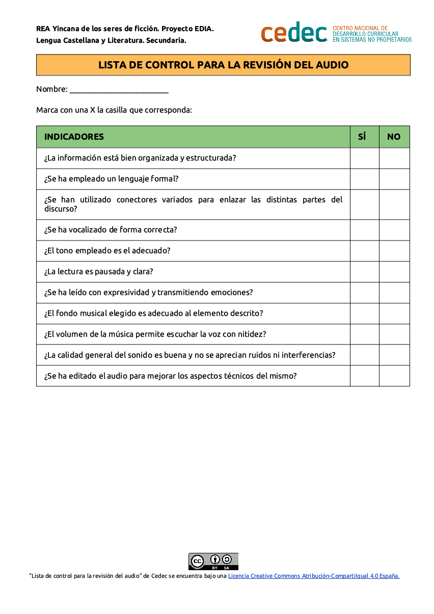 Imagen de Lista de control para la revisión del audio