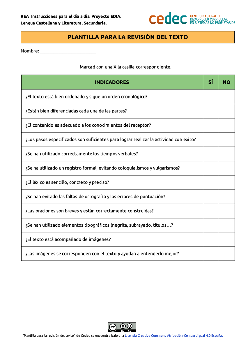 Imagen de Lista para revisar un texto