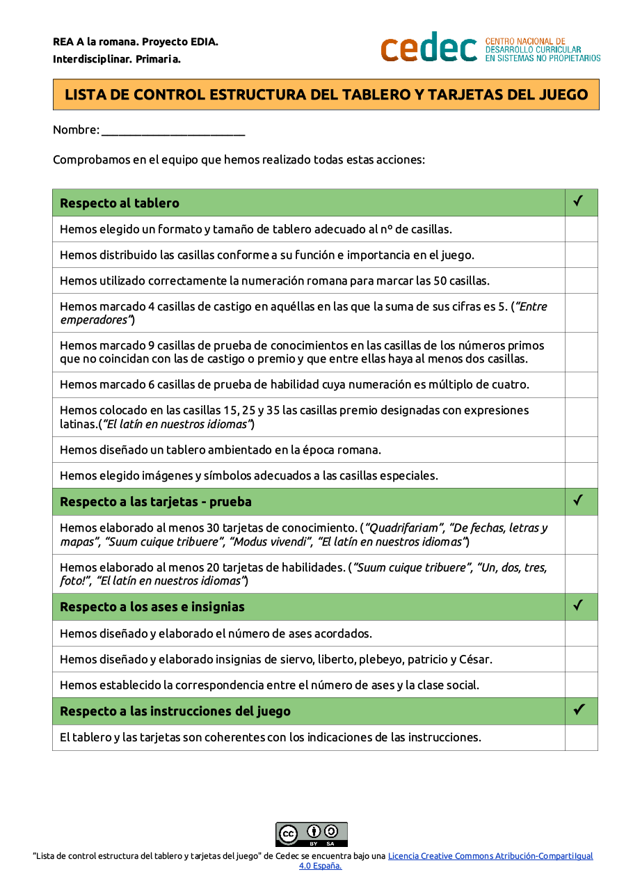 Imagen de Lista de control para estructura del tablero y tarjetas