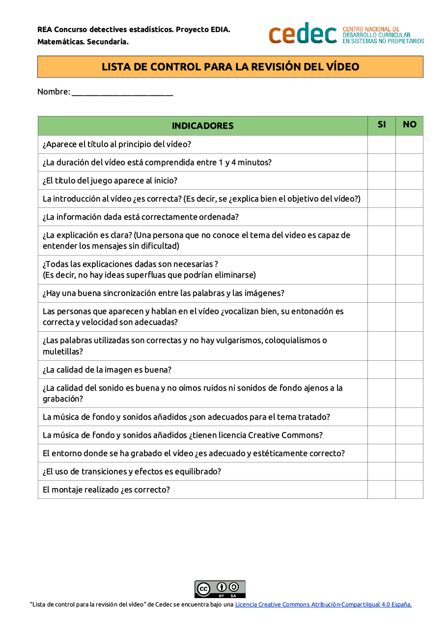 Imagen de Lista de control para revisión de vídeos
