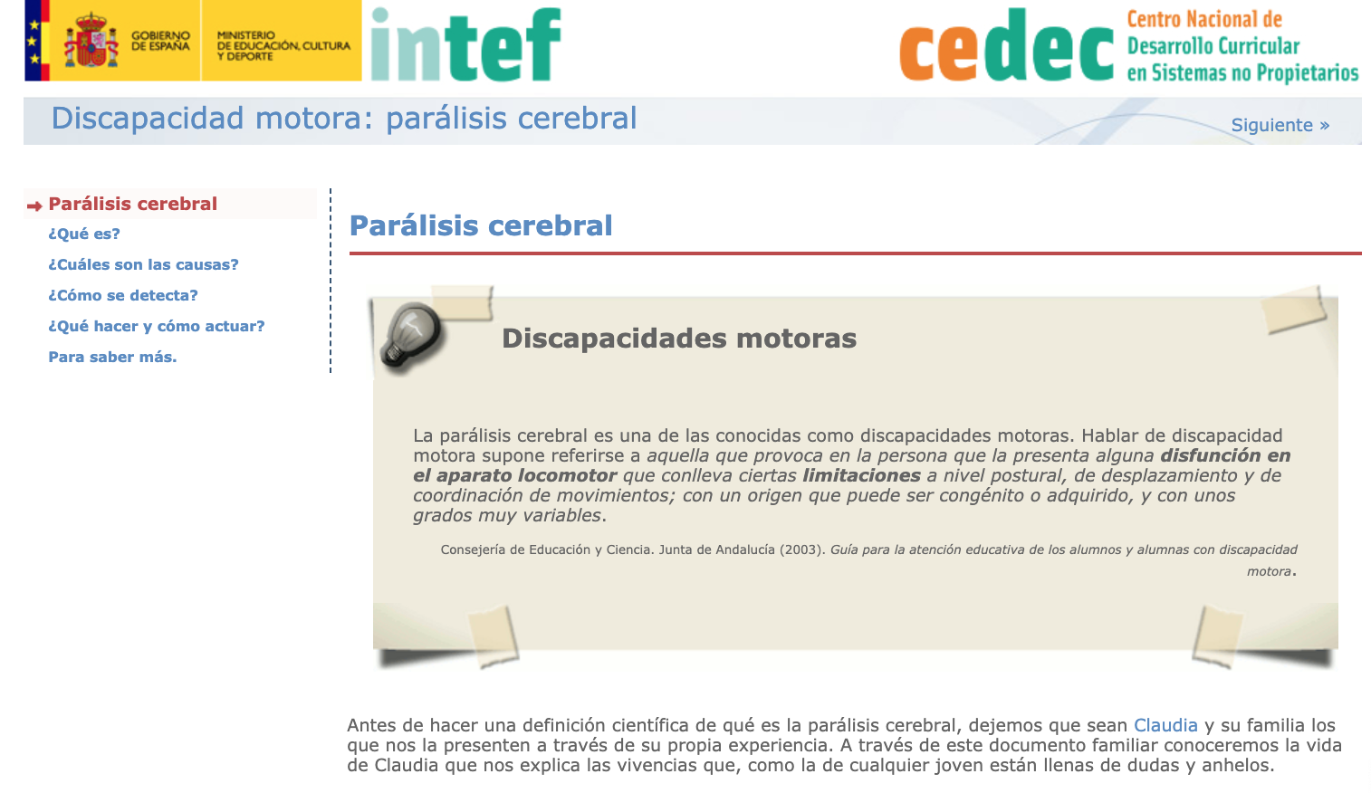 Imagen de Guía de atención a la diversidad: Parálisis cerebral