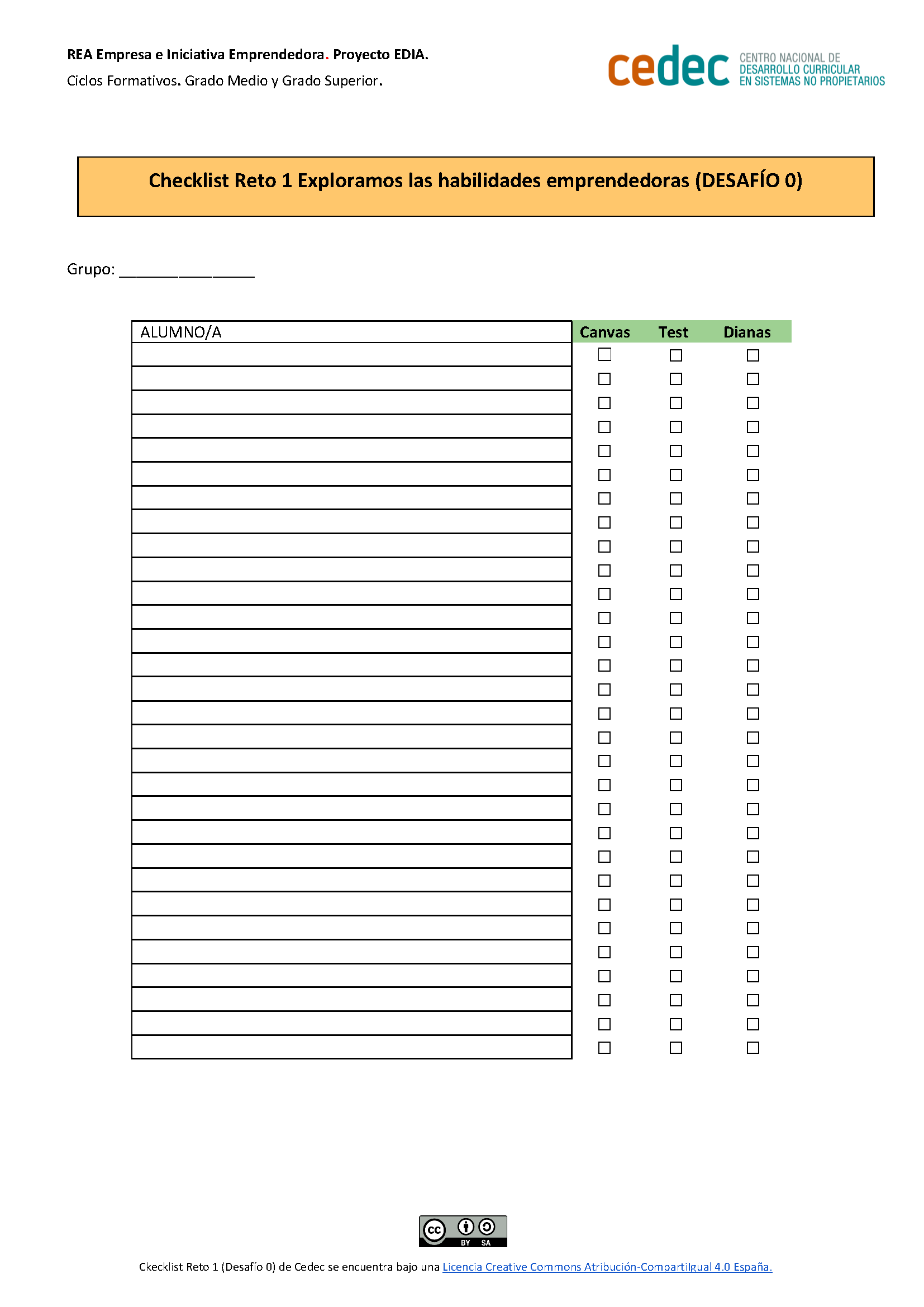 Imagen de Checklist Habilidades emprendedoras