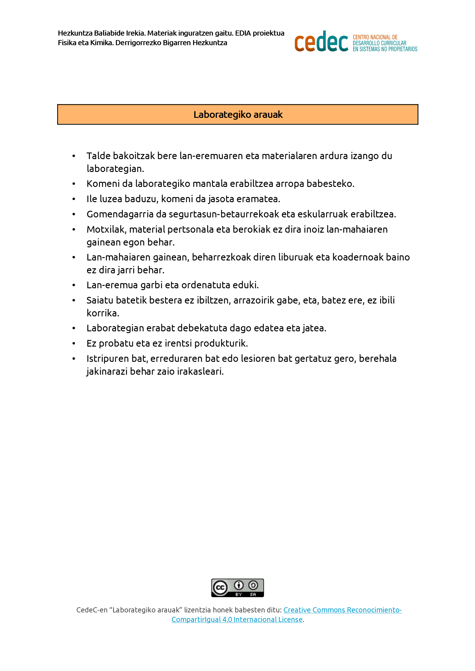 Imagen de Laborategiko arauak