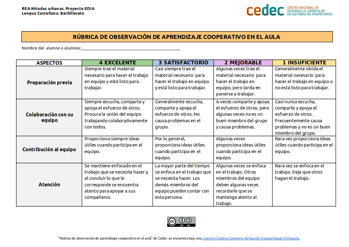 Imagen de Rúbrica para evaluar el aprendizaje cooperativo