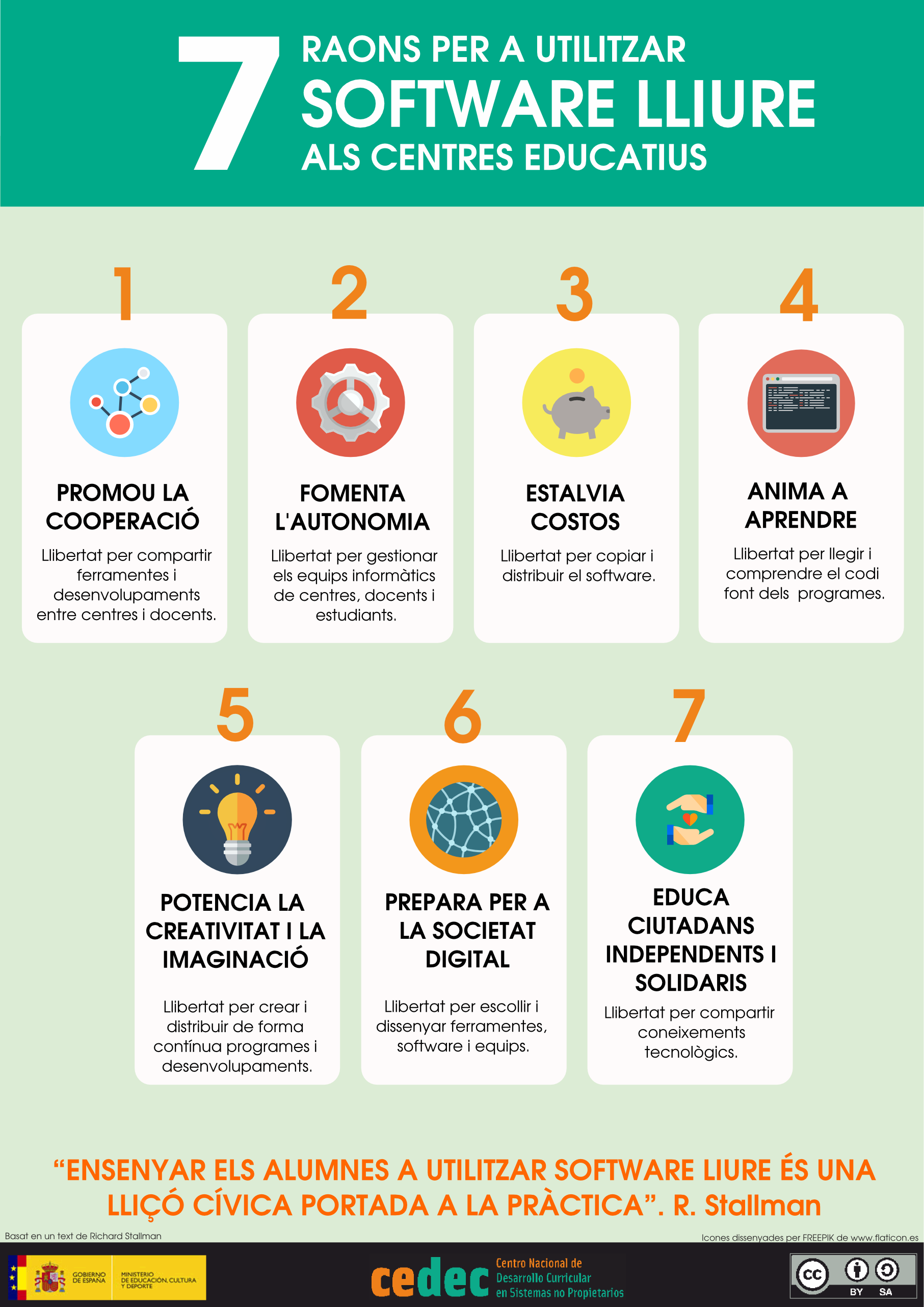 Imagen de 7 raons per a utilitzar software lliure als centres educatius / 7 razones para usar software libre en los centros educativos (val)