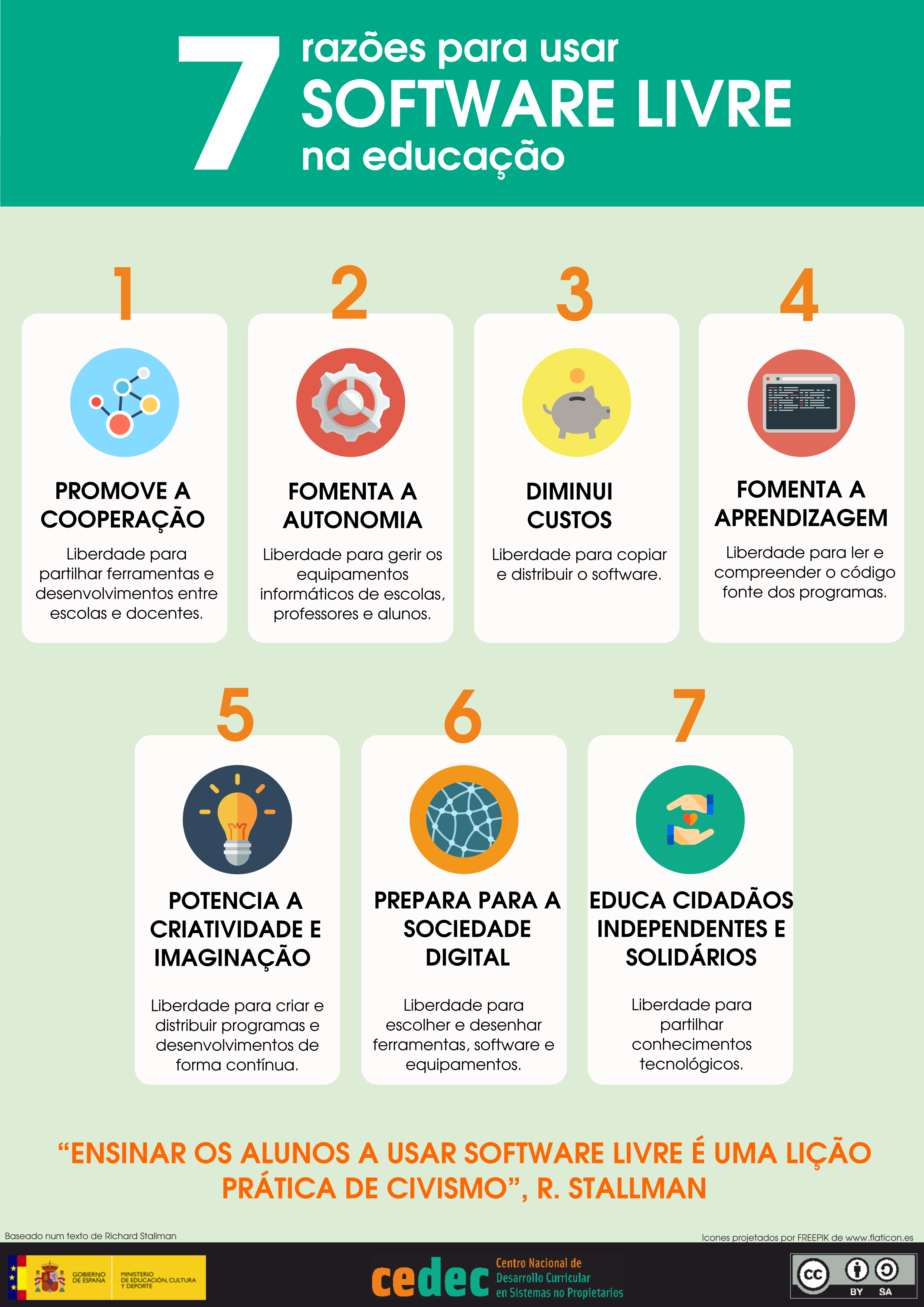 Imagen de 7 razões para usar software livre na educação / 7 razones para usar software libre en los centros educativos (po)