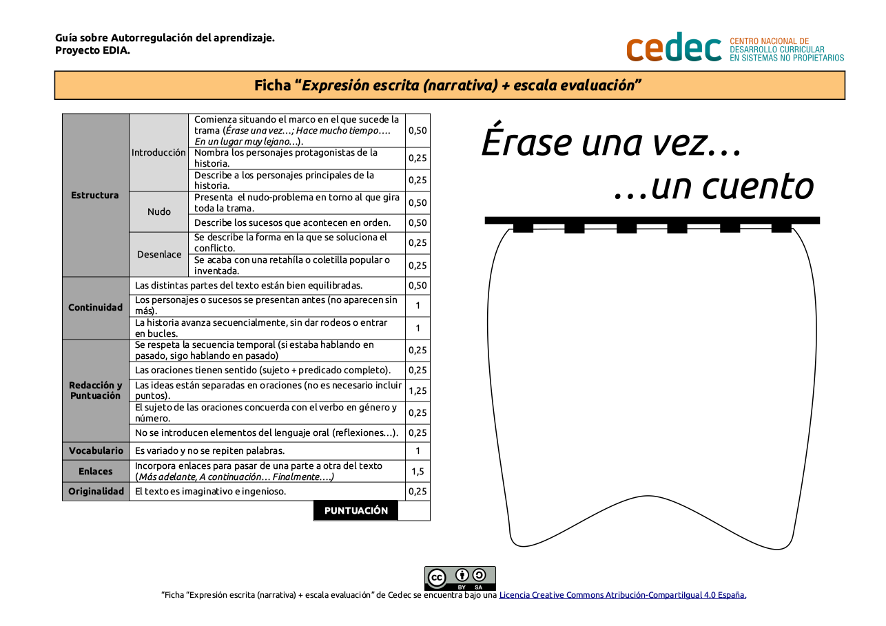 Imagen de Ficha Expresión escrita + escala de valoración