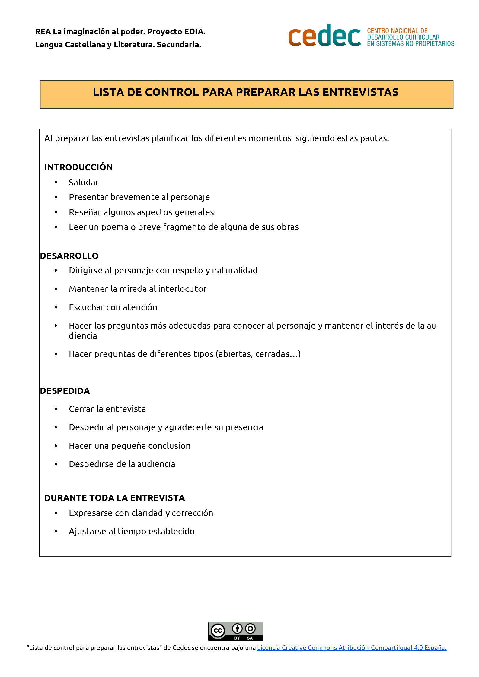 Imagen de Lista de control para preparar las entrevistas