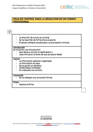 Imagen de Hoja de control para redactar un correo formal