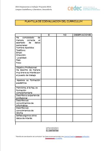 Imagen de Plantilla de coevaluación del currículum