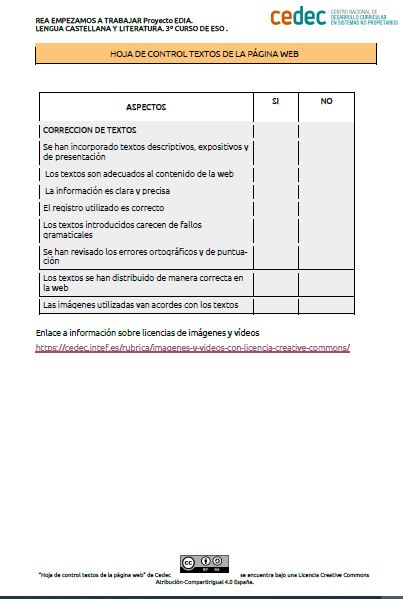 Imagen de Plantilla de control de textos de la web