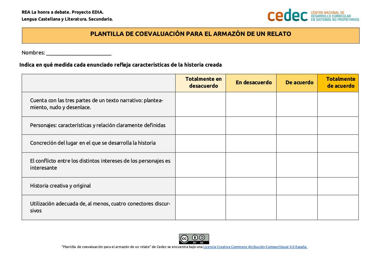 Imagen de Plantilla de coevaluación del ejercicio de escritura creativa