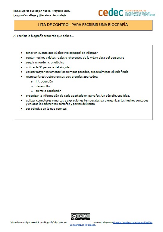 Imagen de Lista de control para escribir una biografía
