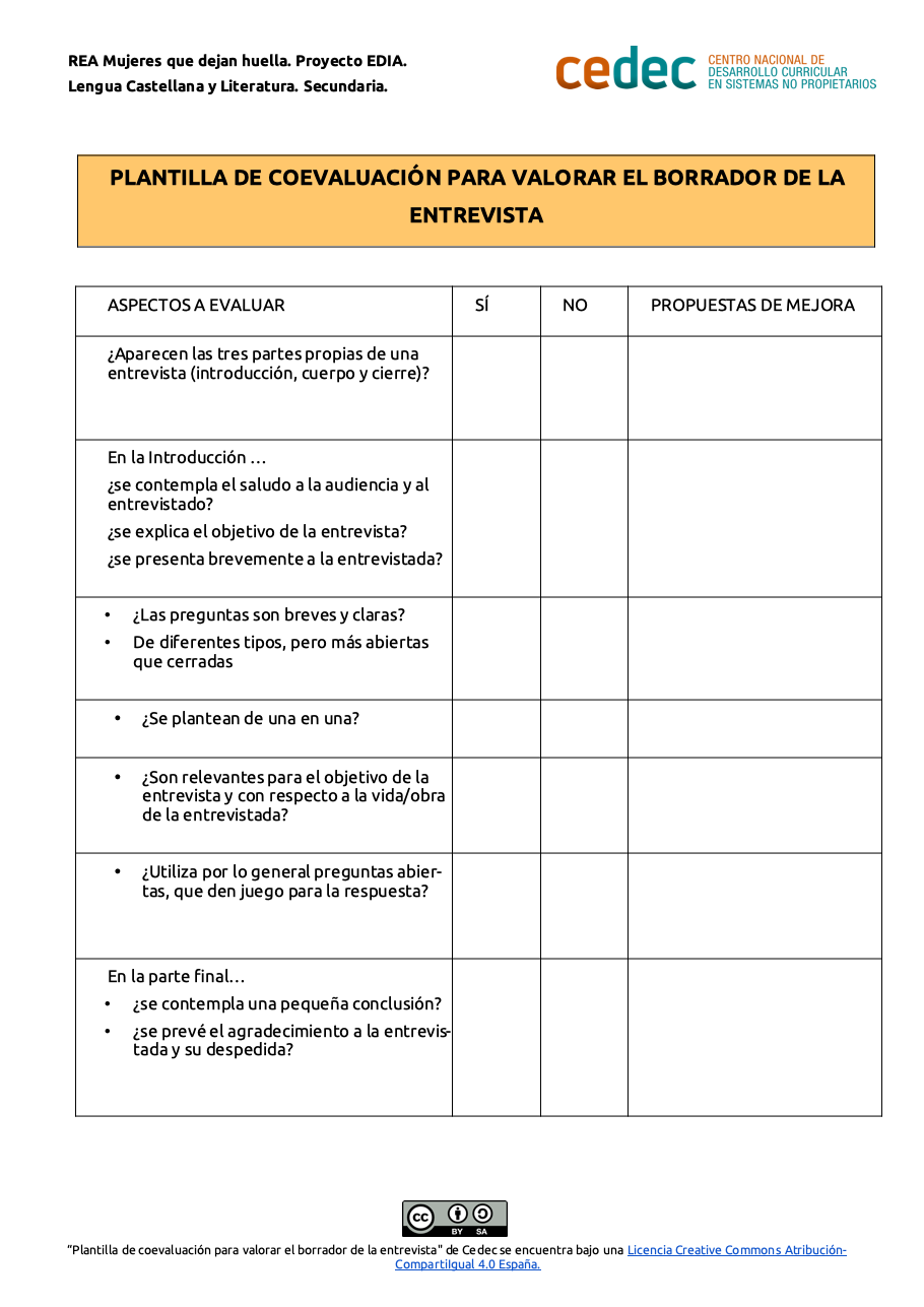 Imagen de Plantilla de coevaluación de una entrevista