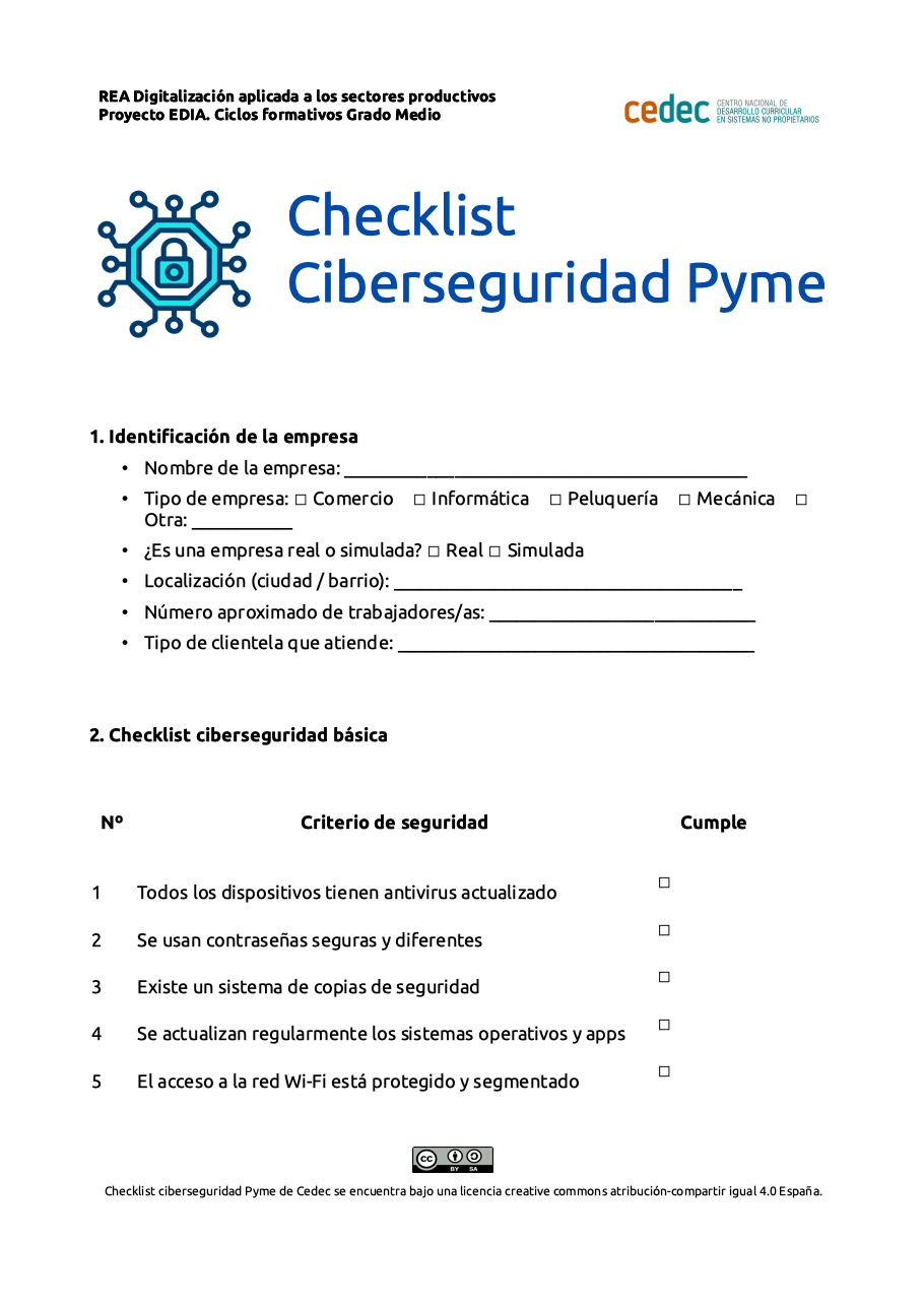 Imagen de Checklist de ciberseguridad PYME