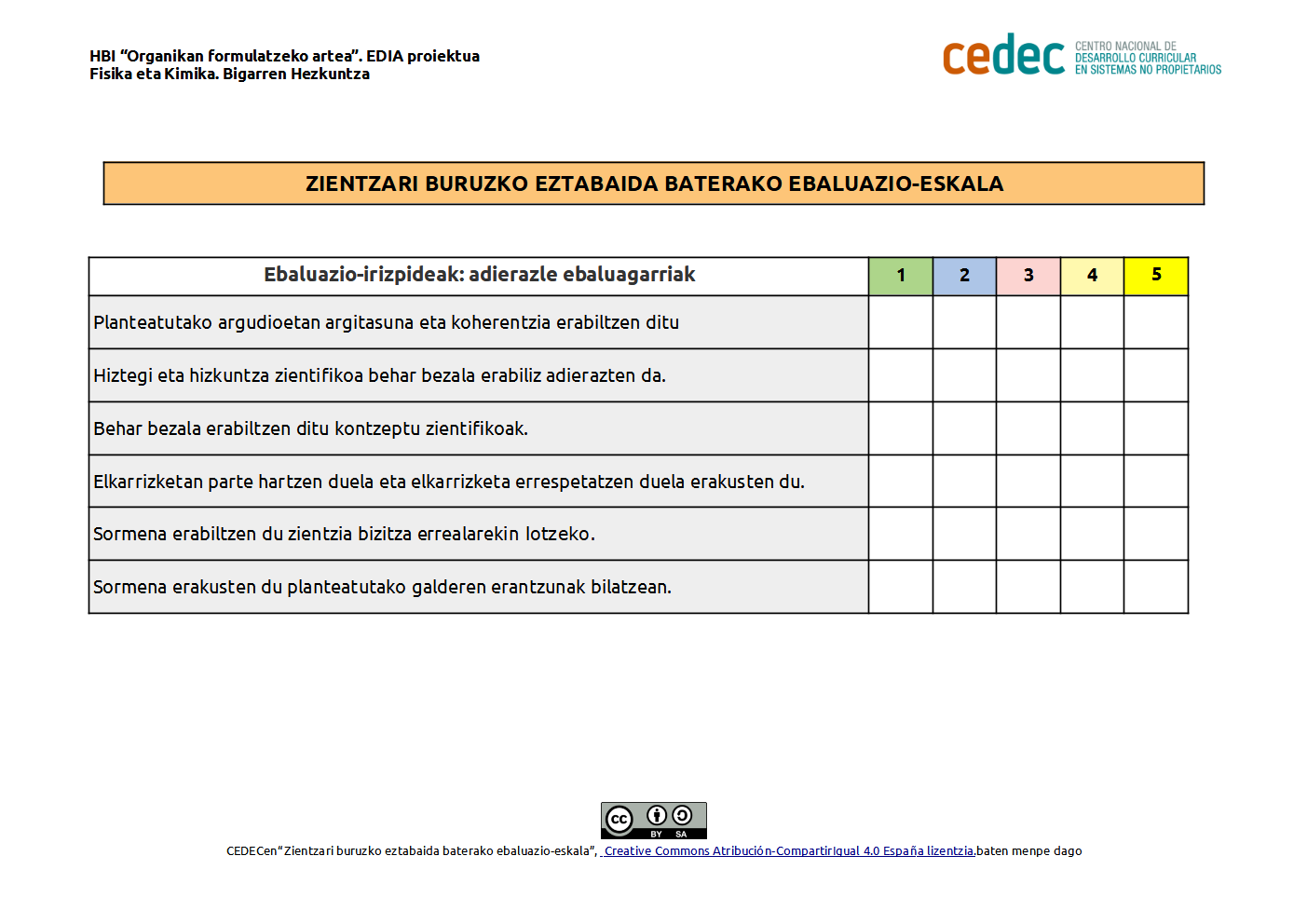 Imagen de Eztabaida baterako ebaluazio-eskala