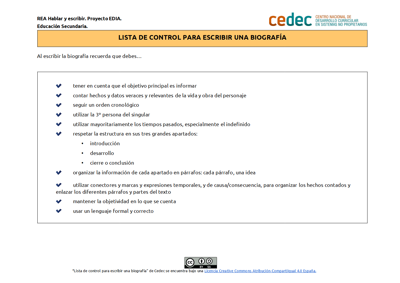 Imagen de Lista de control para hacer una biografía